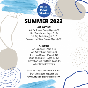 Blue Door Art Studio - Summer 2022 Classes Announcement Instagram Post